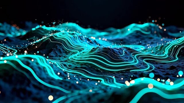 Abstract glowing wave patterns