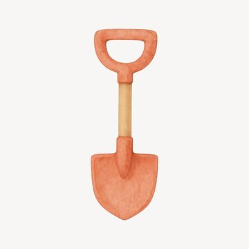 Watercolor garden shovel illustration.