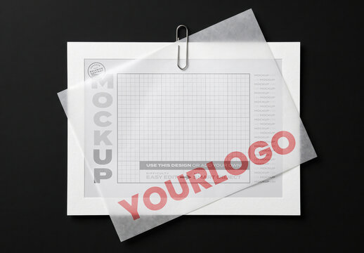 Paper or Photo with Tracing Paper on Top Mockup