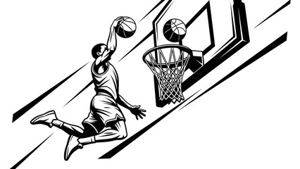 Basketball Player Slam Dunking Illustration © kiki__