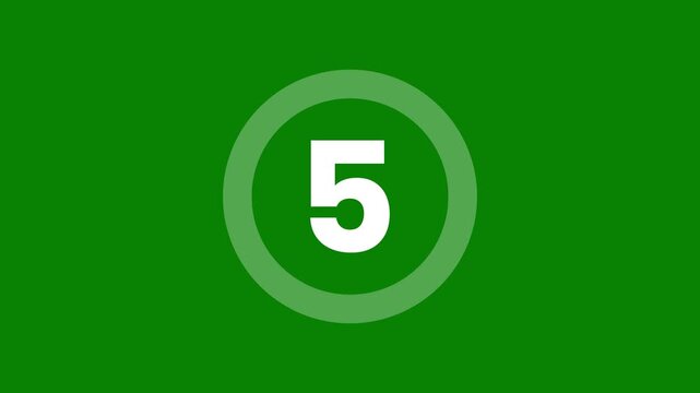 4k modern circular 15-second countdown timer 0 to 15 loop, minimalist progress bar animation on green screen for easy chroma key compositing