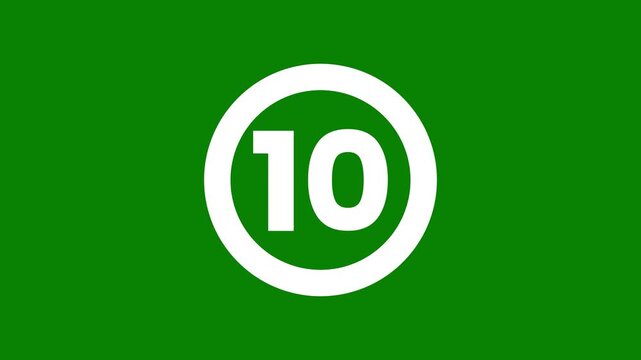 4k modern circular 15-second countdown timer 15 to 1 loop, minimalist progress bar animation on green screen for easy chroma key compositing