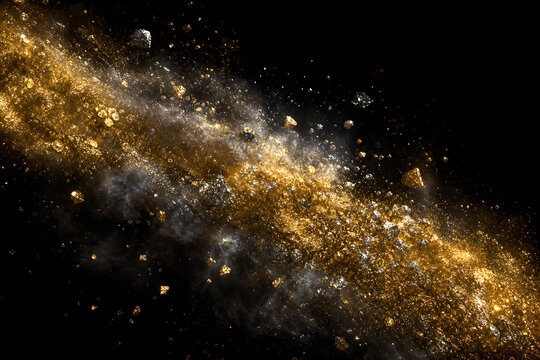 Cosmic Gold and Platinum Dust Burst on Black