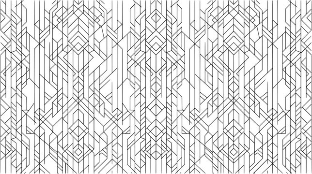 Geometric Art Deco Pattern in Deep Red on White Background with Repeating Symmetry [Converted].eps