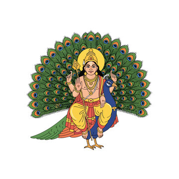 Skanda Sashti celebration with peacock and divine dancer