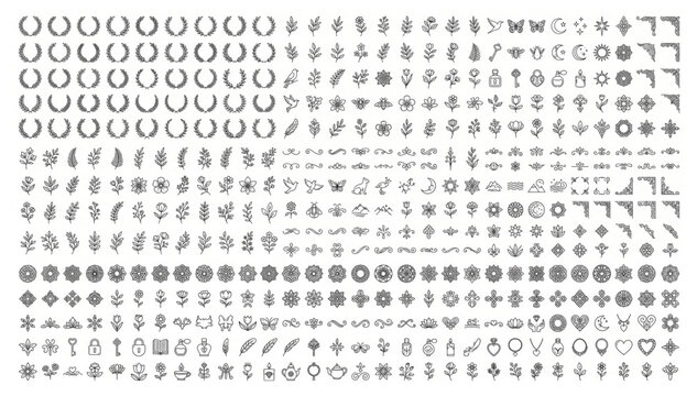 Extensive library of floral ornaments decorative borders dividers and corner elements with ornament decoration filigree illustration decorative collection template dividers graphics
