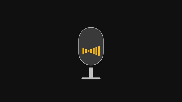 Animated microphone with pulsing audio waveform for podcast and voice recording concepts animation 4k