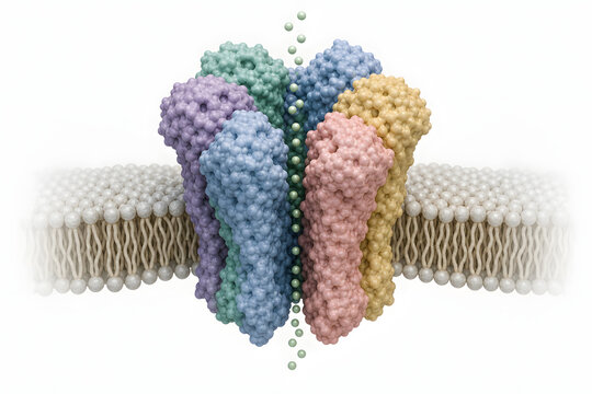GABA receptor channel in cell membrane illustration