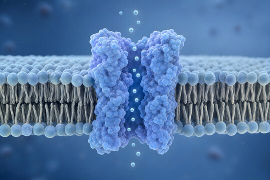 Ion Channel Protein Crossing Lipid Cell Membrane
