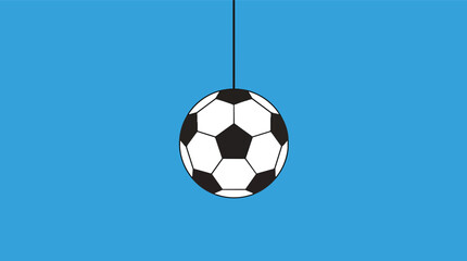Naklejka premium Soccer ball suspended by string in minimalist flat vector style for sports event promotion