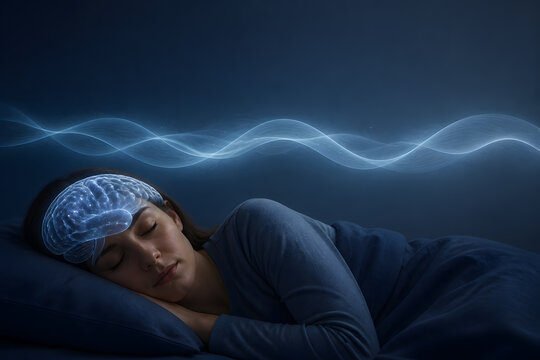 Deep sleep brain waves in peaceful night rest