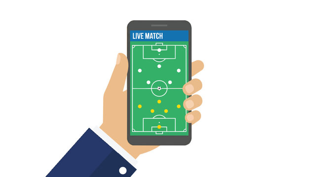 Football live stream app mobile device interface minimalist flat vector for sports media marketing