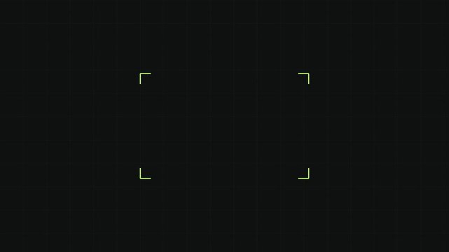 Digital camera viewfinder overlay with green autofocus frame for cinematic interface animation 4k