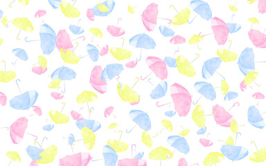 Colorful Watercolor Pattern Illustration of Umbrellas © Tama_U.