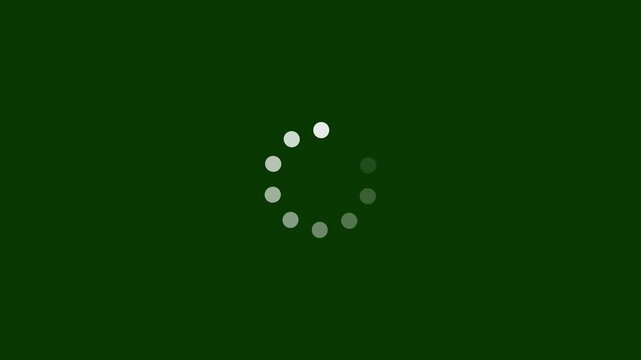circular loading progress.animation on green background: Modern UI UX design element featuring rotating dotted preloader icon for website buffering, software app, and digital tech.