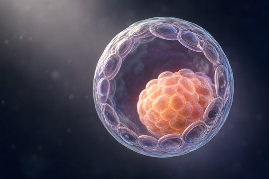 Glowing Blastocyst Macro Scientific Illustration With Inner Cell Mass