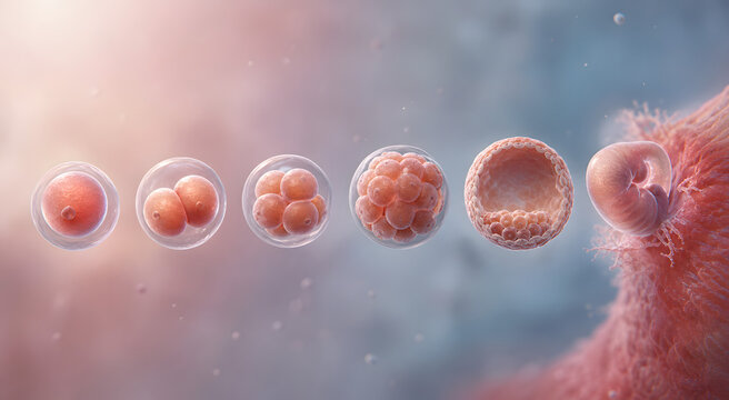 Early Embryo Development Stages Scientific Medical Illustration