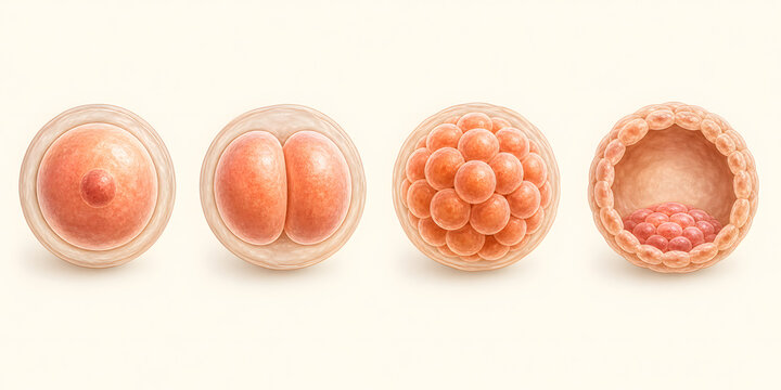 Early Embryo Development Stages Scientific Illustration Sequence