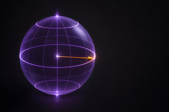 Violet Bloch sphere showing qubit superposition concept