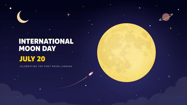 International moon day illustration with lunar landing