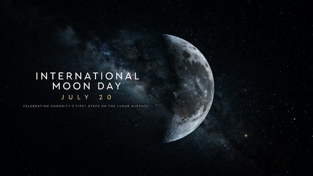International moon day celebration poster with moon