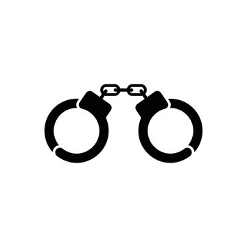 Black Handcuffs Icon on White Background
