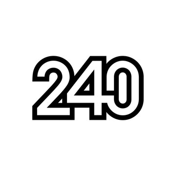 Bold black number 240 with white outline on white background