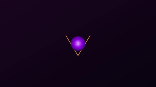 Minimalist purple glowing sphere and geometric v-shape abstract motion animation 4k background