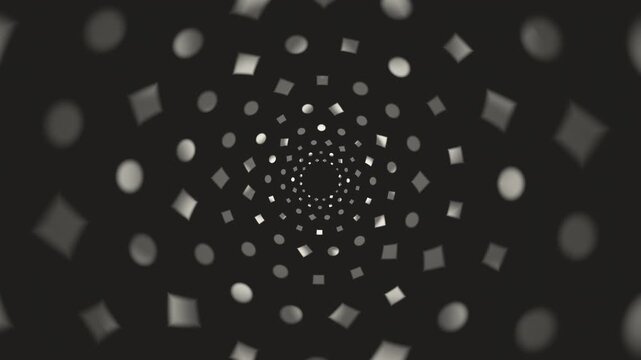 Rotating geometric shadow pattern diamonds circles squares pendant lamp seamless loop 4K interior background