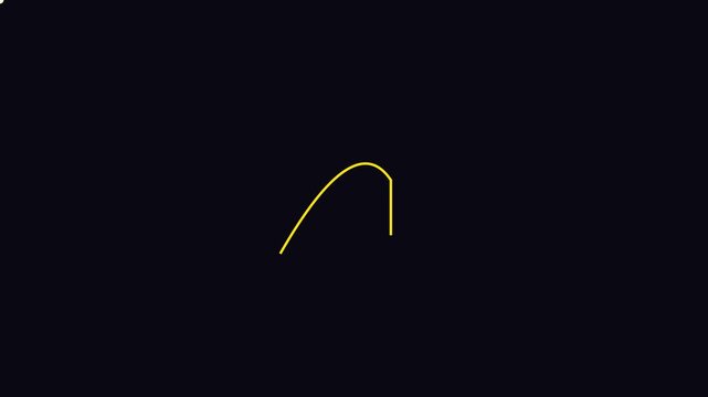 Minimalist yellow arch line animation on dark 4k background, for motion and, ui