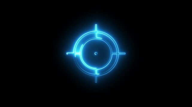 Target icon animation. Military training, Military target icon animation on black background.