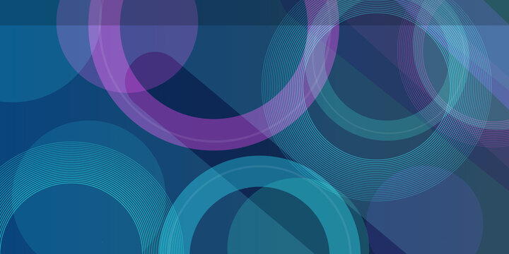 Abstract background featuring intersecting circles with concentric line patterns in various shades of blue and purple gradient.