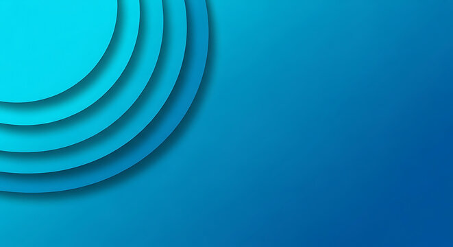 Abstract cyan blue background featuring layered circular paper art elements with soft shadows background abstract geometric creative composition material presentation