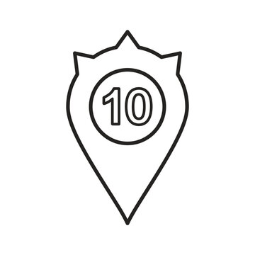 Location Pin Icon with Number 10 Inside Circle, Simple Outline Design