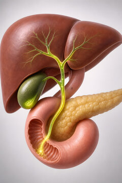 Bile Flow Path Through Liver And Duodenum