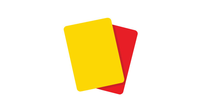 Referee penalty cards in vibrant yellow and red minimalist flat vector for sports officiating marketing