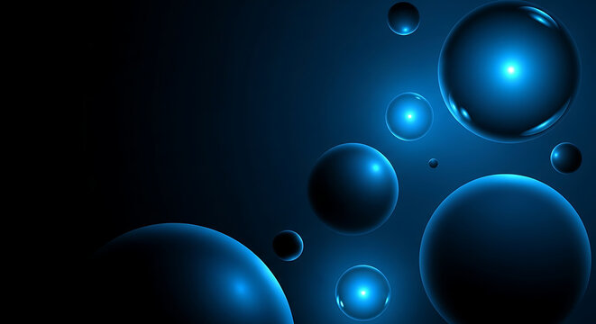 Abstract background with glowing blue spheres and light particles abstract background particles technology