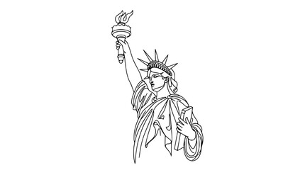 Statue of Liberty Line Art Icon, New York Landmark Silhouette, Simple Vector Illustration © Yusuf