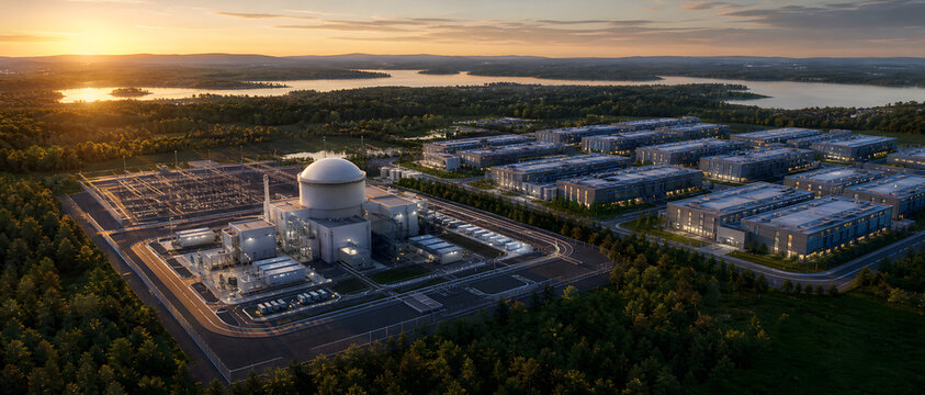 Small modular reactor powering modern data center campus