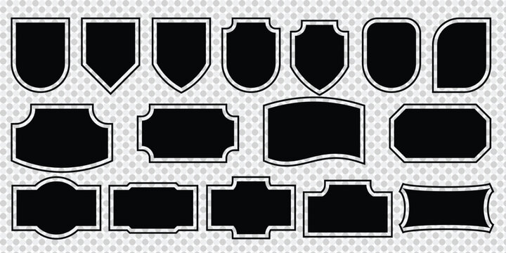 Collection of blank geometric and shield shaped frames for design