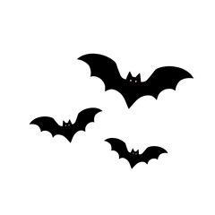 Fototapeta premium Black flying bats silhouette group for Halloween element