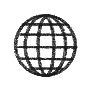 Chalk sketch style globe isolated grid icon - design for education, green technology, and charity campaigns. JPEG version.