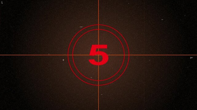 10 seconds realistic vintage old movie countdown intro animation - sepia toned with film shake and dust and scratches. Countdown movie from 10 to 0..