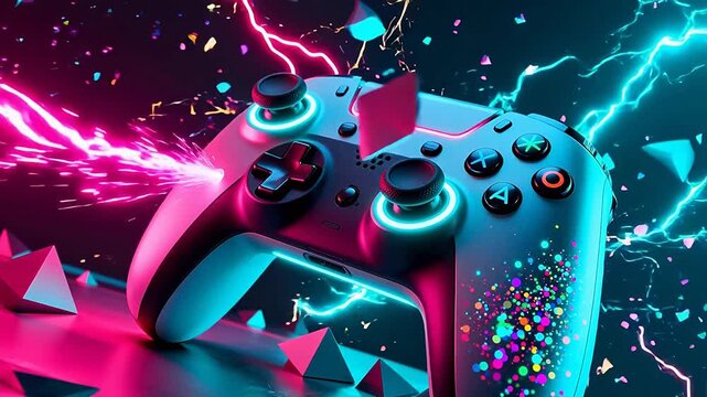 Gaming controller with neon effects