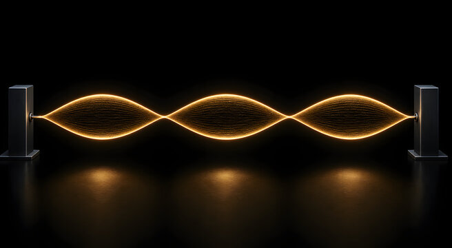 Standing wave pattern on vibrating string in darkness