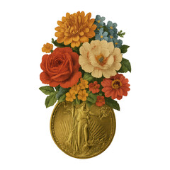 Fototapeta premium PNG Vintage floral bouquet illustration