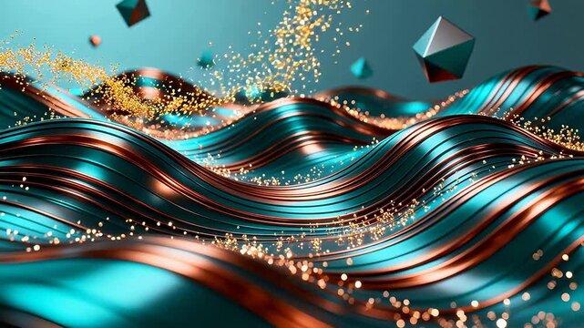 Abstract wave pattern with metallic texture
