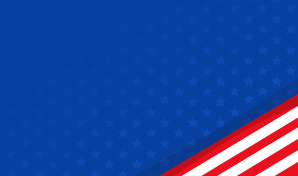 American flag inspired background with blue field of subtle stars and bold red and white stripes. Great for patriotic designs and marketing materials with a bold and vibrant American themed graphic.