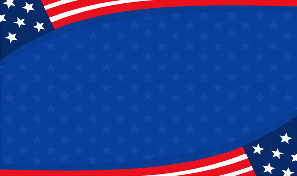 United states flag pattern on blue background with white stars, red stripes, and an empty center. Suitable for patriotic designs.