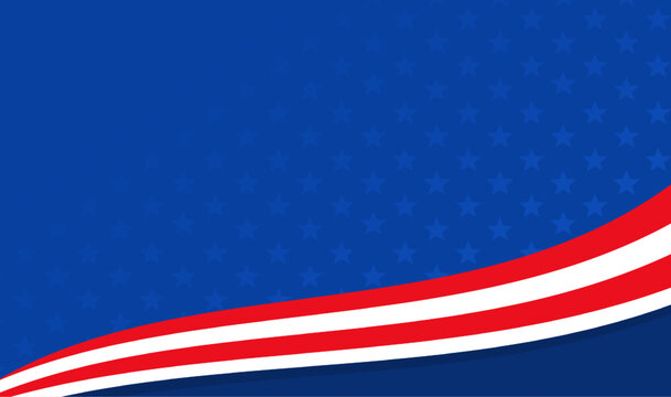 Blue background white stars red stripes patriotic american flag design suitable for fourth of july promotions, patriotic designs, backgrounds, and events.